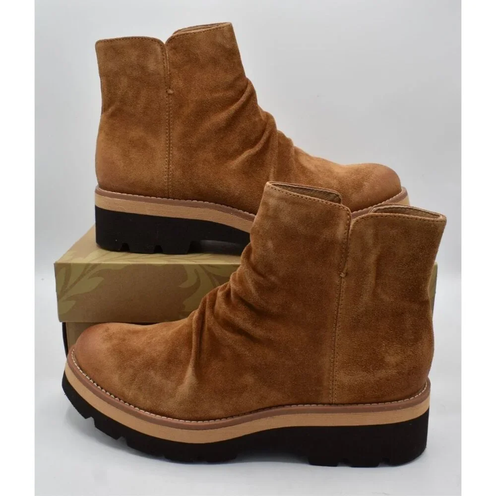 Sofft Womens Size 8 Pecola Brandy Suede Ruched Waterproof‎ Booties Boots Shoes